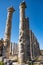 With blue sky,Marble columns of Temple of Tyche, goddess of fortune, Roman, late first century AD, Olba, Uzuncaburc