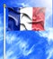 Blue sky and mast with hanged waving flag of France