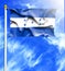 Blue sky and mast with hanged waving flag of Honduras