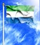 Blue sky and mast with hanged waving flag of Sierra Leone