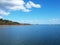 Blue sky nautical tropical island waterscape