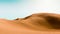 Blue sky and orange dunes. Desert landscape with contrast skies. Minimal abstract background. 3d rendering