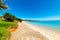 Blue sky over Lazzaretto beach in Alghero