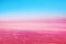 Blue sky, pink red clouds background, colorful sunrise, sunset landscape, pink cosmic planet horizon, fantasy dawn in outer space