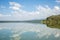 Blue sky reflected in waters of Elmenteita Lake, Kenya