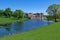 Blue sky reflections at Raby Castle, Darlington, Co Durham, England.