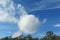 Blue sky with round cloud