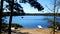 Blue sky with sunshine over beautiful serene remote northern Minnesota lake