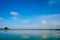 blue sky view vilage water background