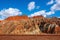 Blue sky white clouds and colorful Wensu Grand Canyon in Autumn