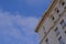 Blue sky and white clouds with corner of the nice architectural building