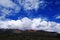 Blue sky and white clouds over the vast Mongolian steppes