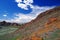 Blue sky and white clouds over the vast Mongolian steppes