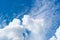 Blue Sky with White Clouds, Sunny Cloudy Sky Texture Background, Fluffy Clouds Pattern, Sunny Cumulus