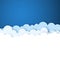 Blue sky with white paper decorative clouds. Vector background.