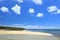 Blue sky and white sandy beach, Rodrigues Island