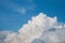 Blue sky and white thick cumulus clouds, clear sky