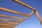 Blue sky wooden golden awning beams