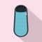 Blue sleep bag icon, flat style