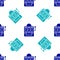 Blue Slot machine icon isolated seamless pattern on white background. Vector Illustration