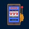 Blue slot machine on mobile phone jackpot
