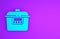 Blue Slow cooker icon isolated on purple background. Electric pan. Minimalism concept. 3d illustration 3D render
