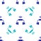 Blue Smart headphones system icon isolated seamless pattern on white background. Internet of things concept with