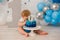Blue smash cake for boy birthday