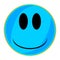 Blue Smile Face Button Isolated