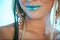 Blue smiling lips