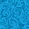 Blue smooth lines corners and spirals on a blue background vector seamless pattern.Abstract geometric texture waves