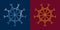 Blue snowflake on dark-blue color background. Gold snowflake on burgundy color background.