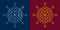 Blue snowflake on dark-blue color background. Gold snowflake on burgundy color background.