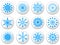 Blue snowflake round buttons set