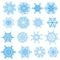 Blue snowflakes isolated set on white. EPS 10