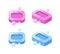 Blue soap bar with bubbles illustration. Hygiene flat icon