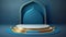 Blue soft pastel podium islamic Background. ramadhan ornament on blue soft Carpet Background. Generative ai