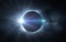 Blue Solar Eclipse Sun Light Glowing in Universe. Total Eclipse Lunar With Sun Shine Energy