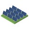 Blue Solar panels. Flat isometric.