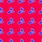 Blue Solution to the problem in psychology icon isolated seamless pattern on red background. Puzzle. Therapy for mental
