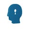 Blue Solution to the problem in psychology icon isolated on transparent background. Key. Therapy for mental health.