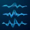 Blue sound waves track design. Set of audio waves. Abstract equalizer. Vector illustration isolated on dark background