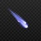 Blue space meteors, comets, meteorites or asteroids with light plume on dark sky