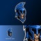 Blue spartan warior mascot gaming sport esport logo template with mask