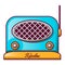 Blue speaker radio icon, cartoon style