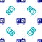 Blue Spectrometer icon isolated seamless pattern on white background. Vector