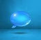 Blue speech bubble on cyan square background