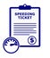 Blue speeding ticket citation vector set.