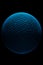 Blue sphere with black background and black background. Generative AI
