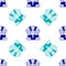 Blue Sphinx - mythical creature of ancient Egypt icon isolated seamless pattern on white background. Vector